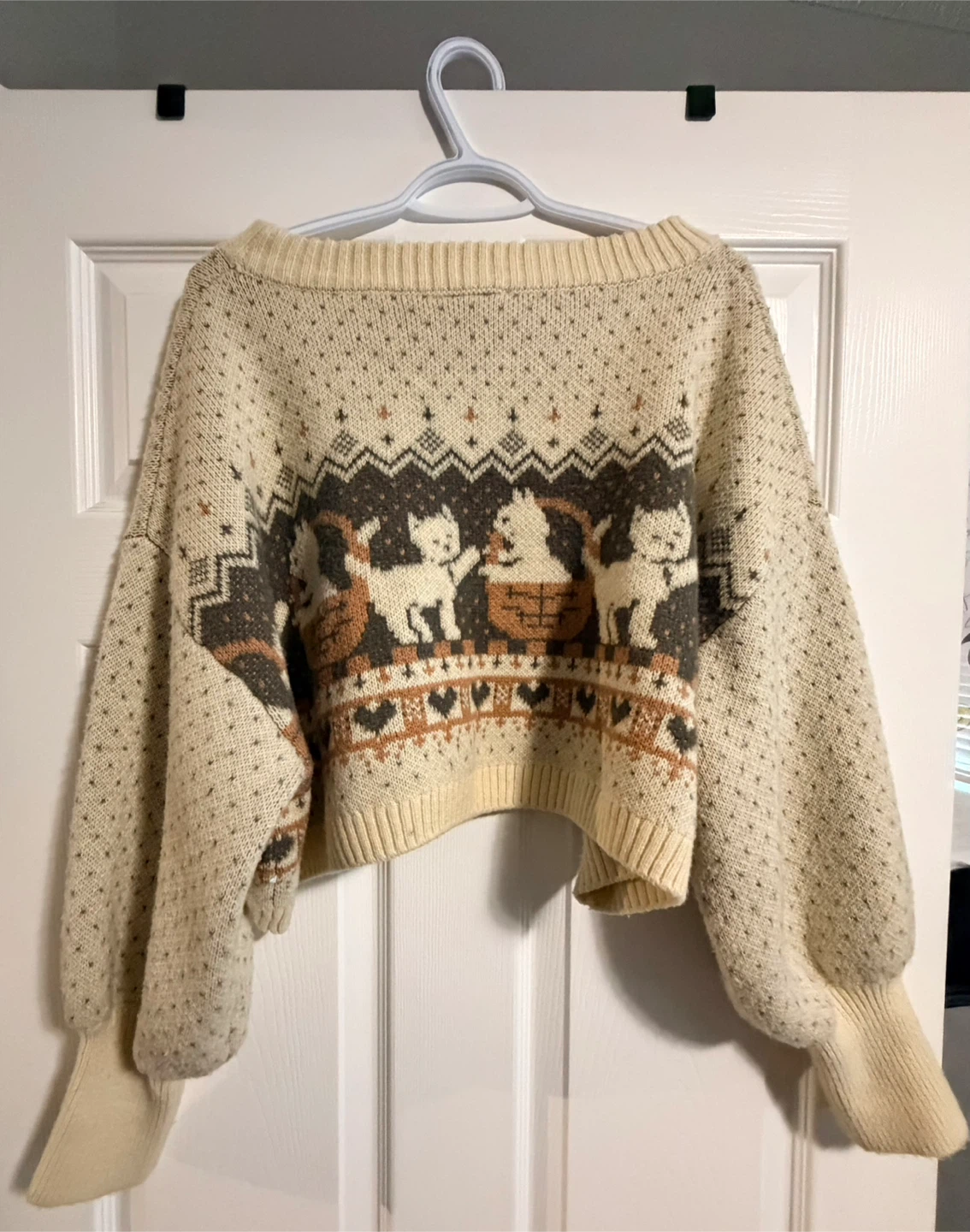 Small Out From Under Vintage Knit Cat Crop Sweater - photo 2
