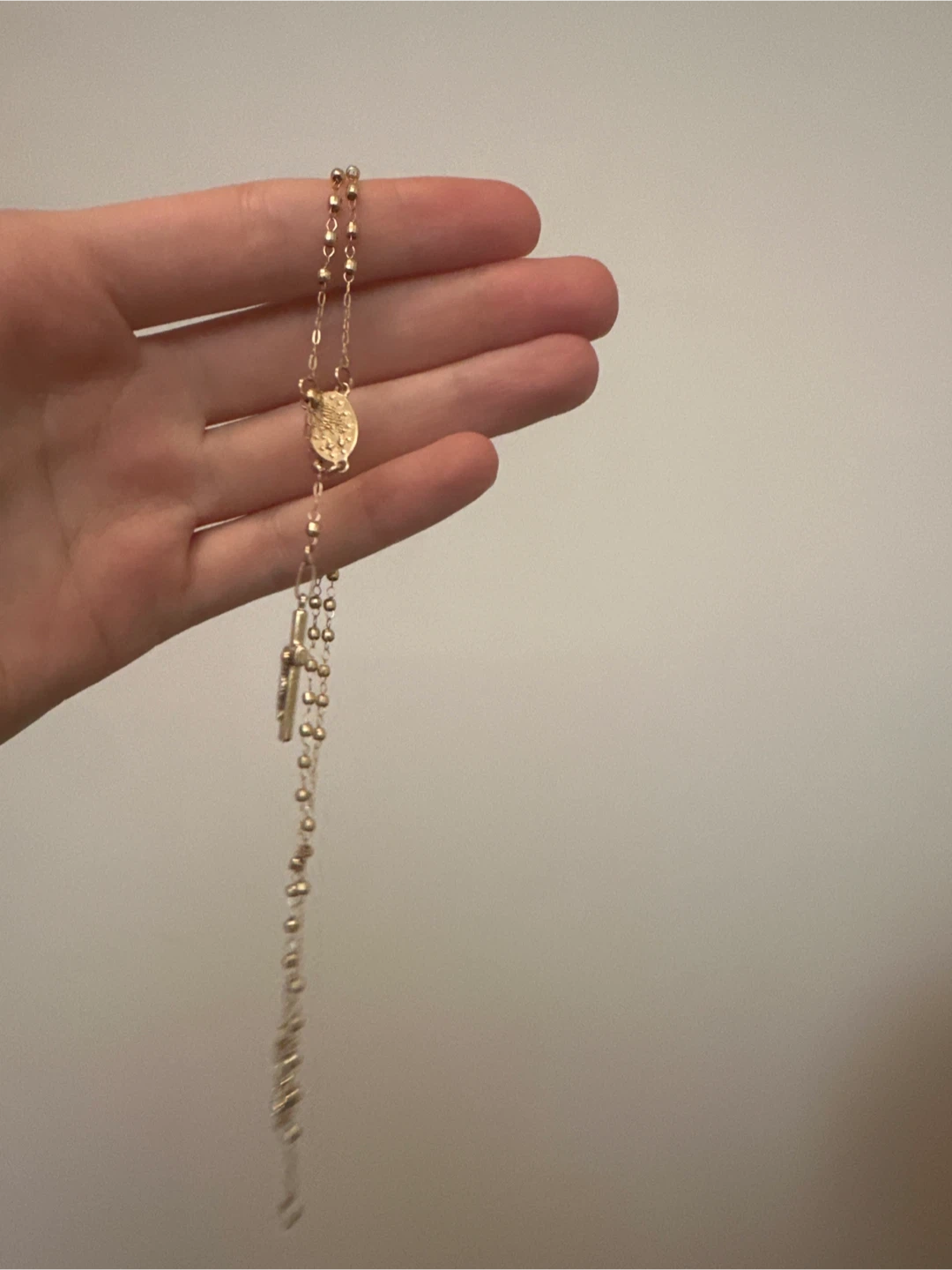 Gold Rosary Beads Necklace