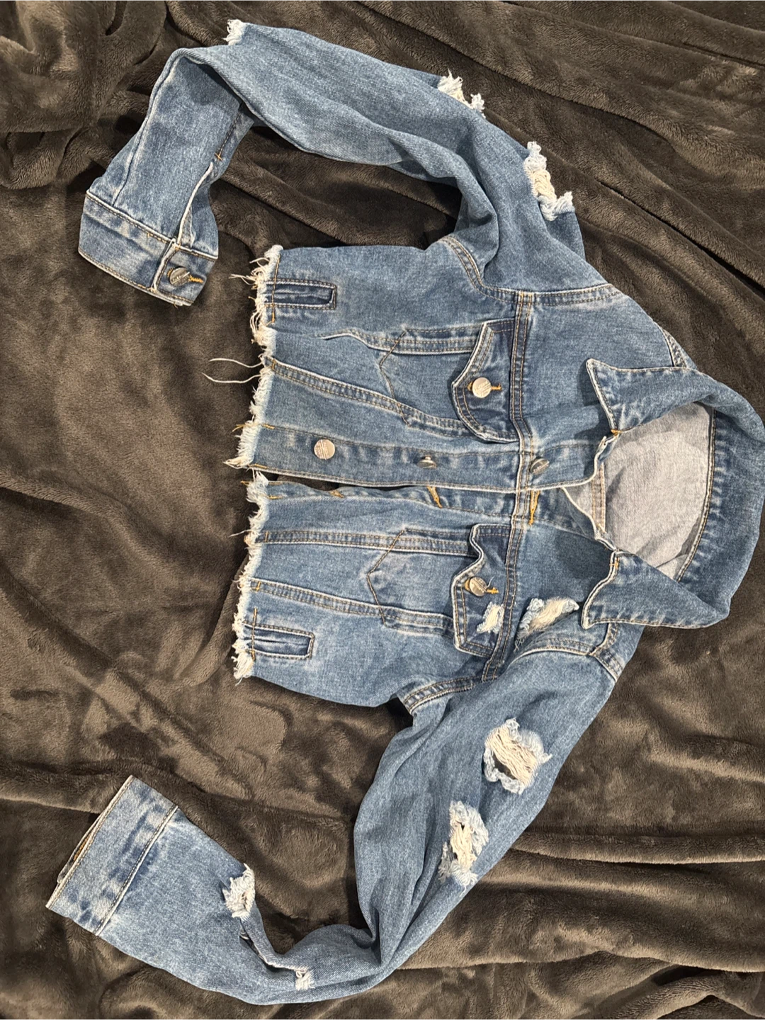SHEIN Women's Distressed Denim Jacket