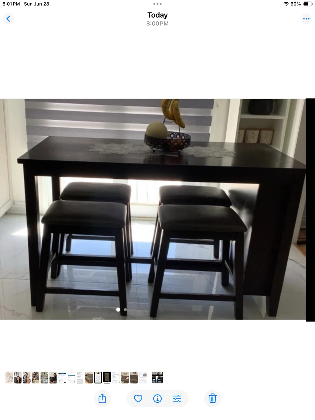 Dark Wood Bar Table with 4 Stools