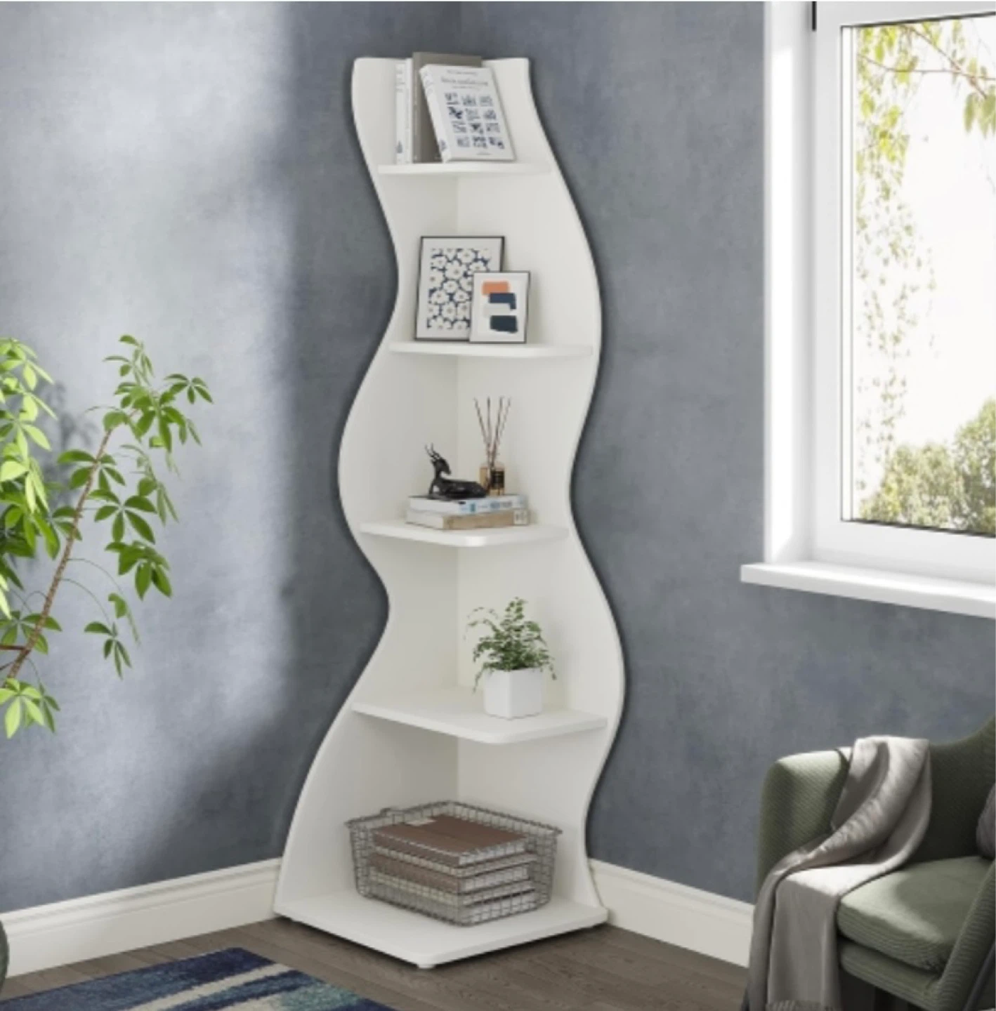 Brand new Tribesigns White Corner Bookshelf- delivery available - photo 3