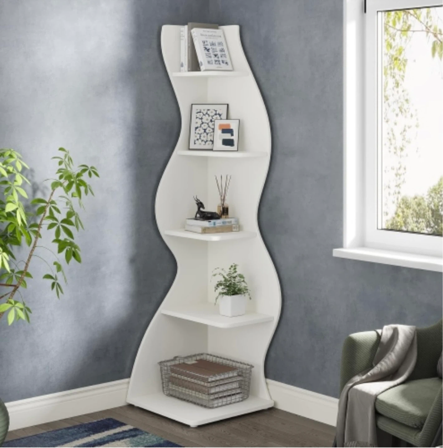 Brand new Tribesigns White Corner Bookshelf- delivery available