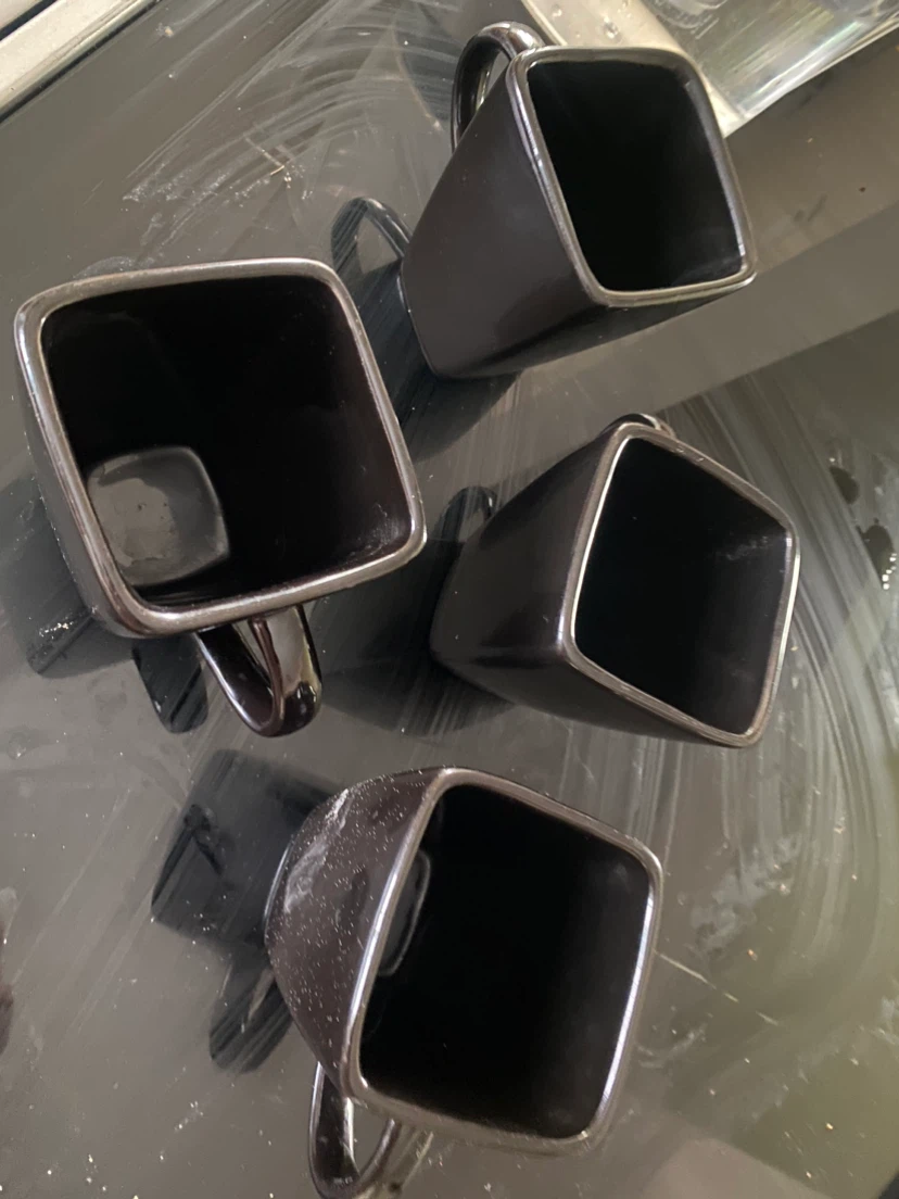 Set of 4 Black Square Mugs