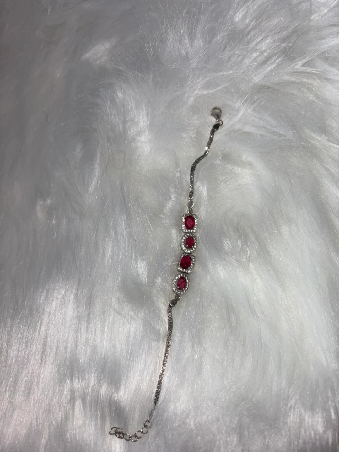 Silver bracelet with red stones - photo 3