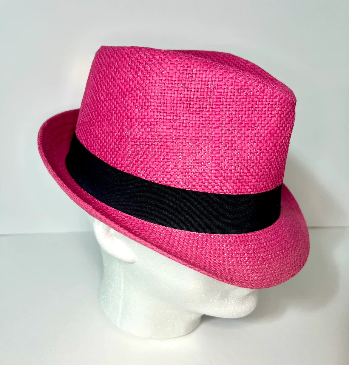 Pink Straw Fedora Hat