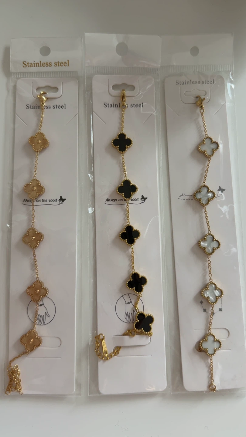 Gold-Tone Clover and Chain Bracelet Set