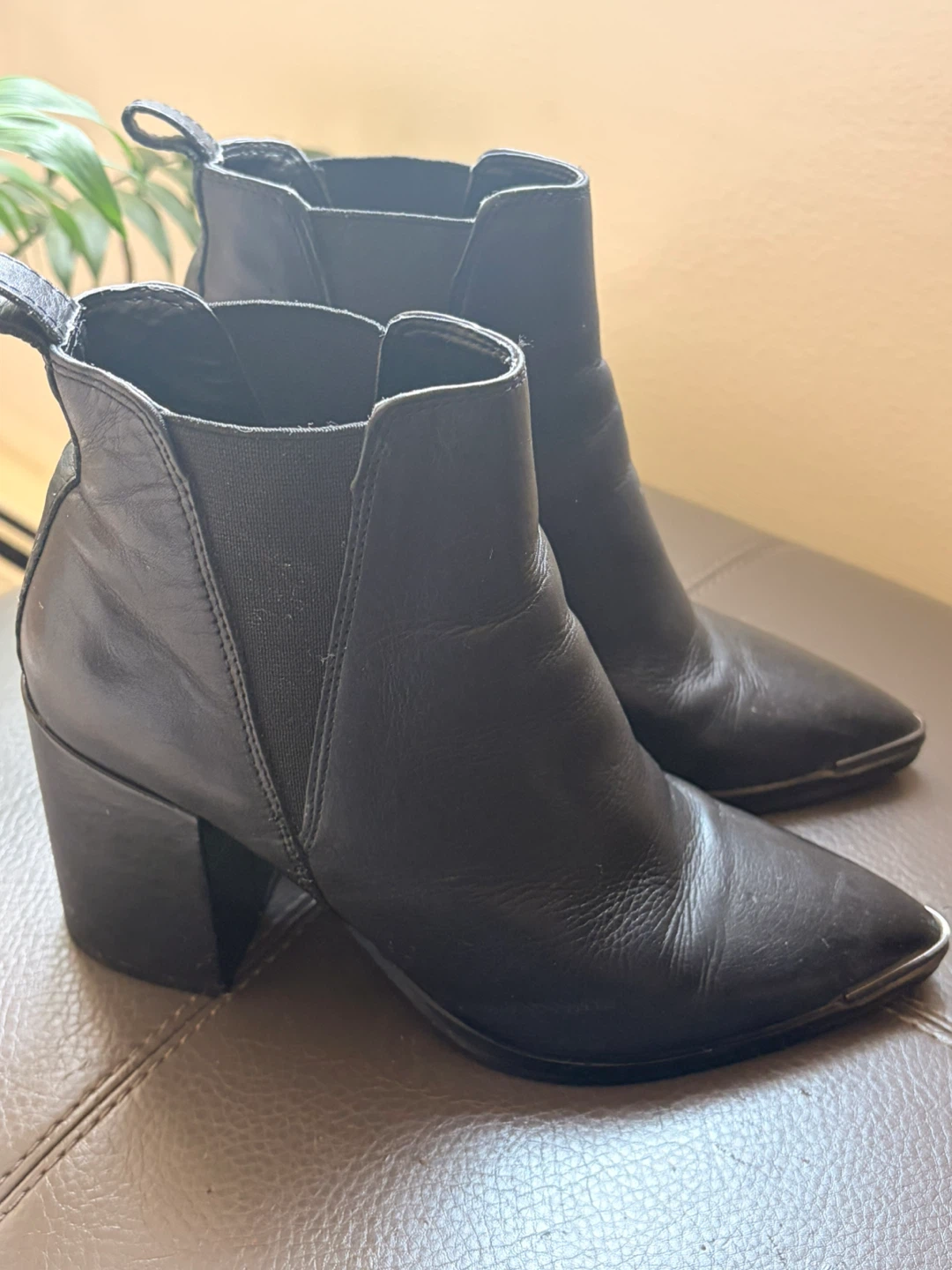Tony Bianco Black Leather Heeled Ankle Boots