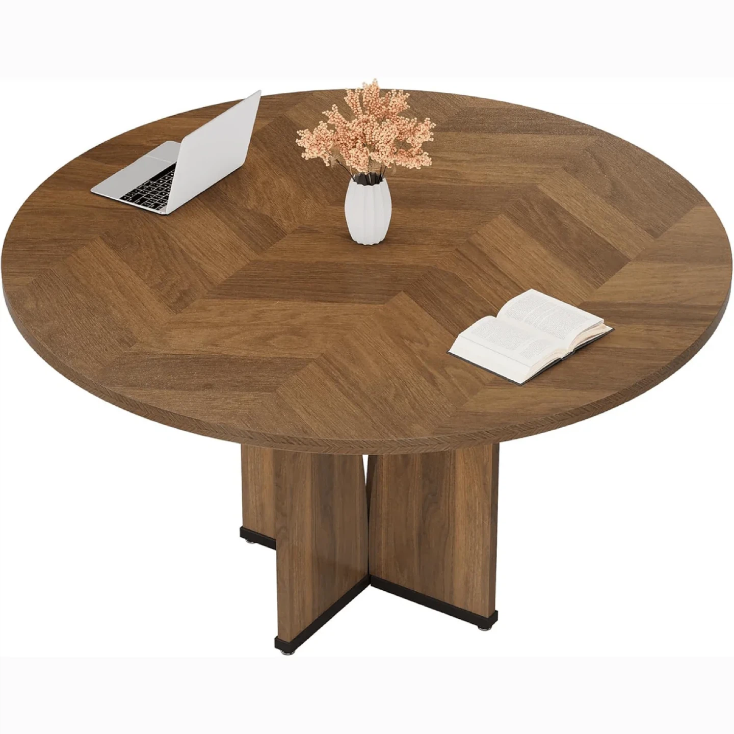 Brand new 39’’ Round Conference Table with Wooden Base - photo 2