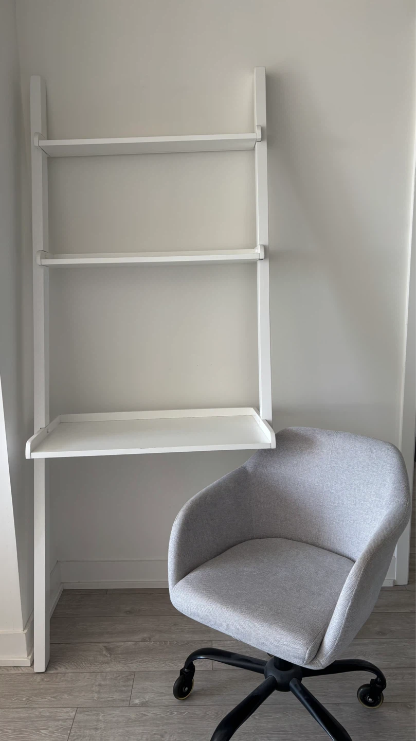 White Ladder Desk with Shelving