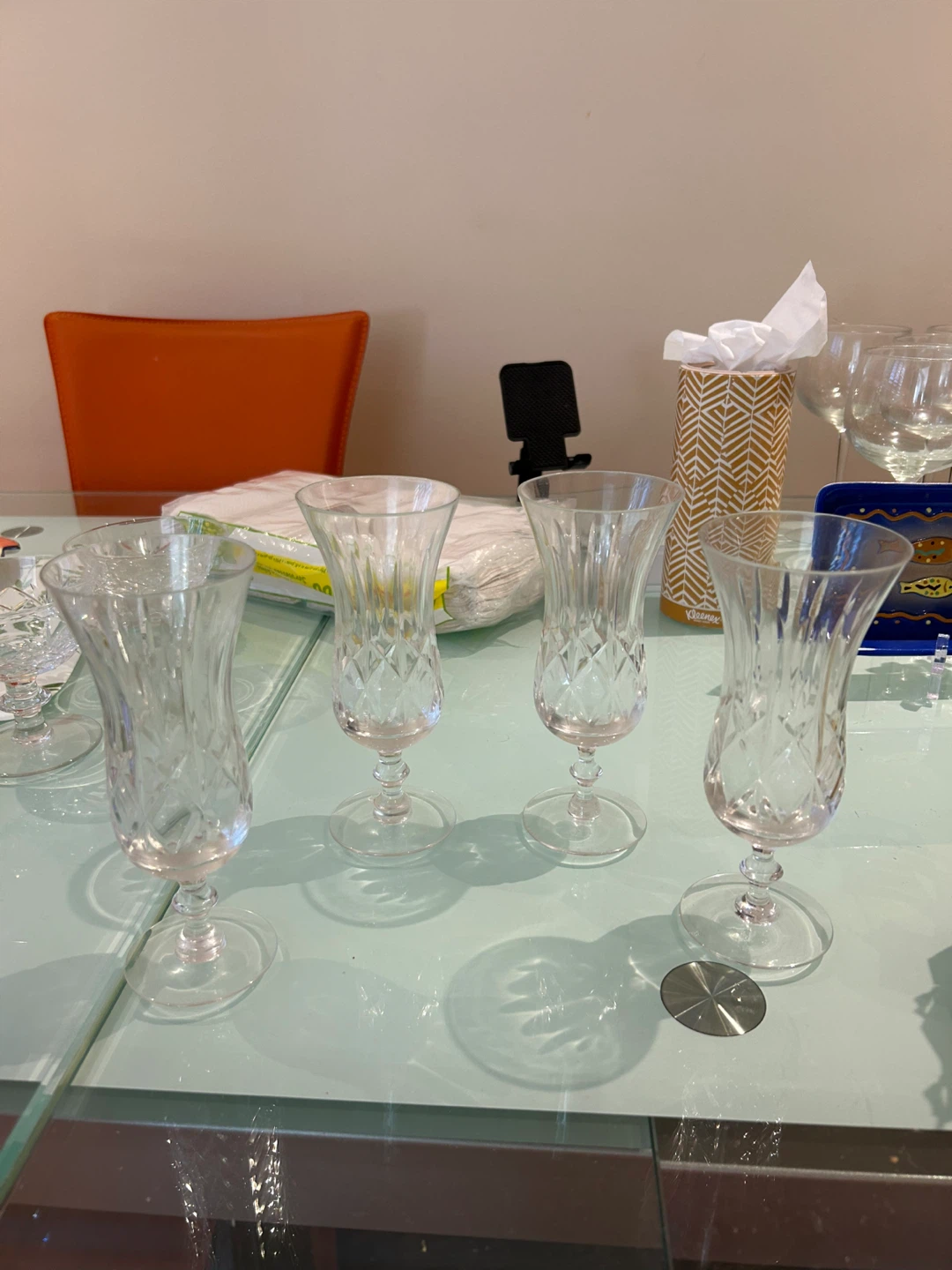 Set of 4 Crystal Flute Glasses