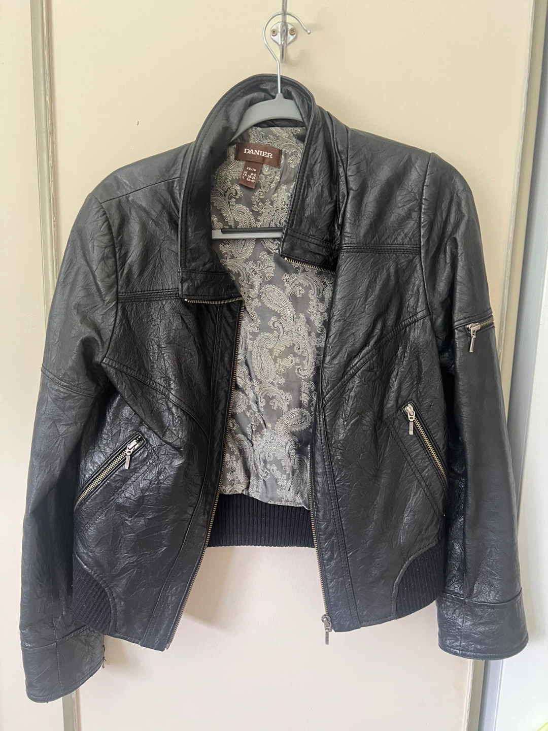 Danier Black Faux Leather Bomber Jacket - photo 2