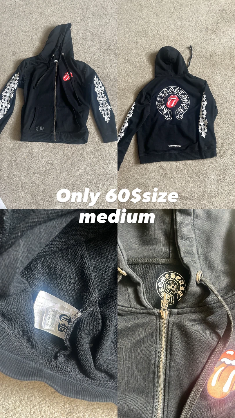 60&Chrome Hearts x Rolling Stones Zip-Up Hoodie - Size Medium