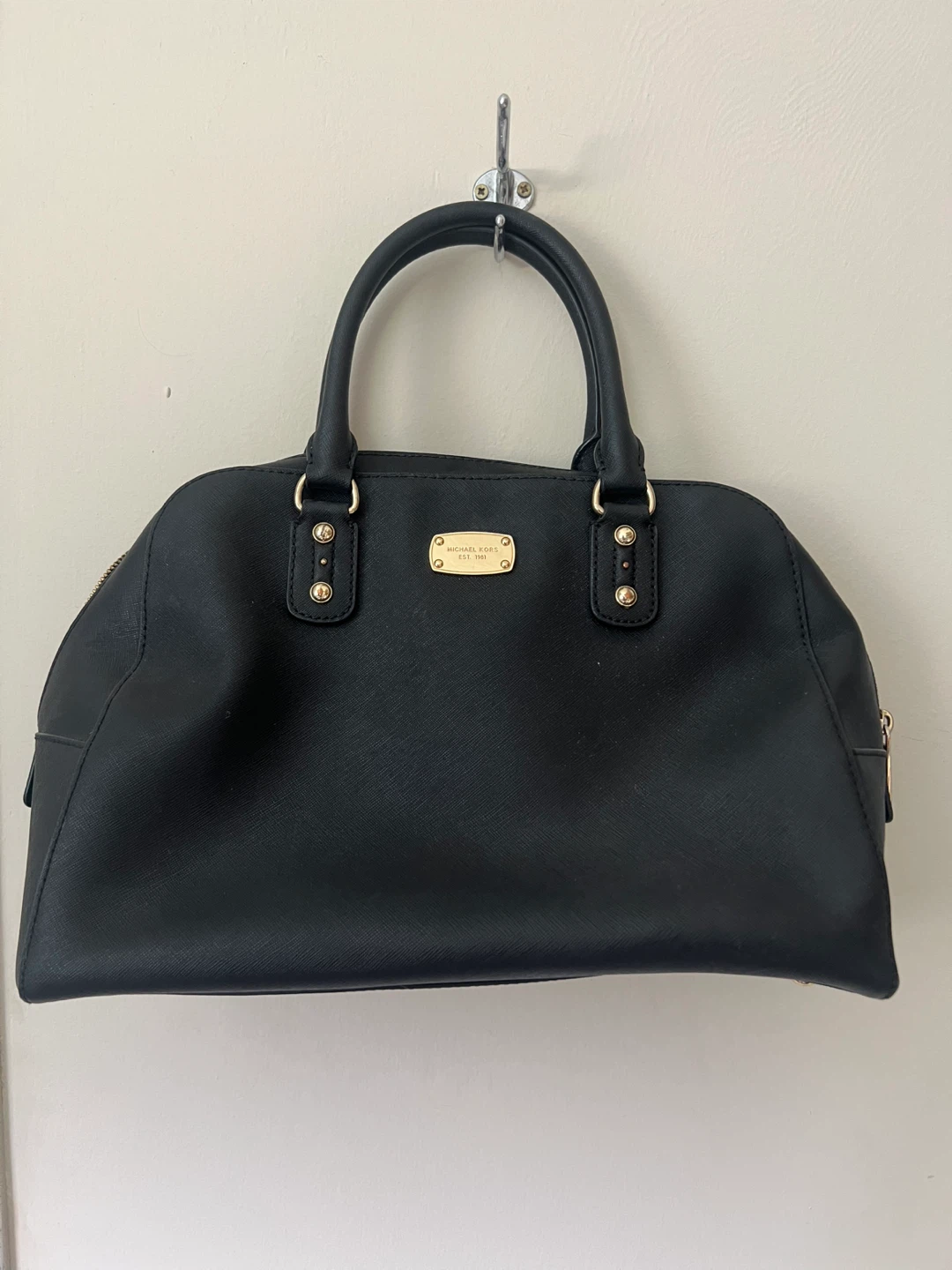 Michael Kors Black Leather Satchel Handbag
