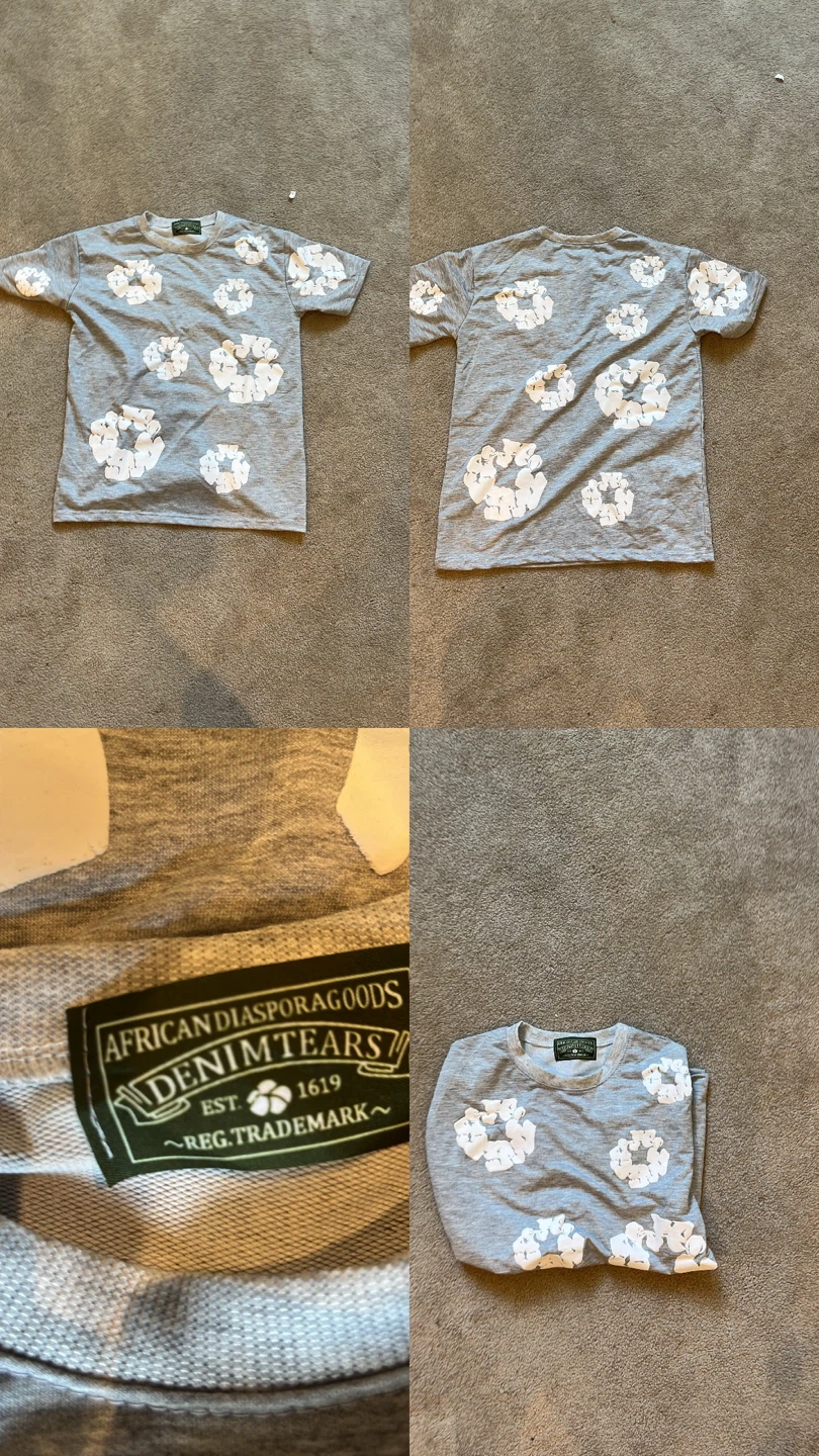 45$ Denim Tears Grey T-Shirt with White Graphic Print