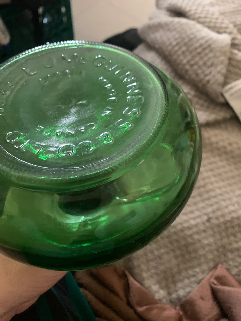 Green Glass Decanter Bottle with Cork Stopper - photo 3