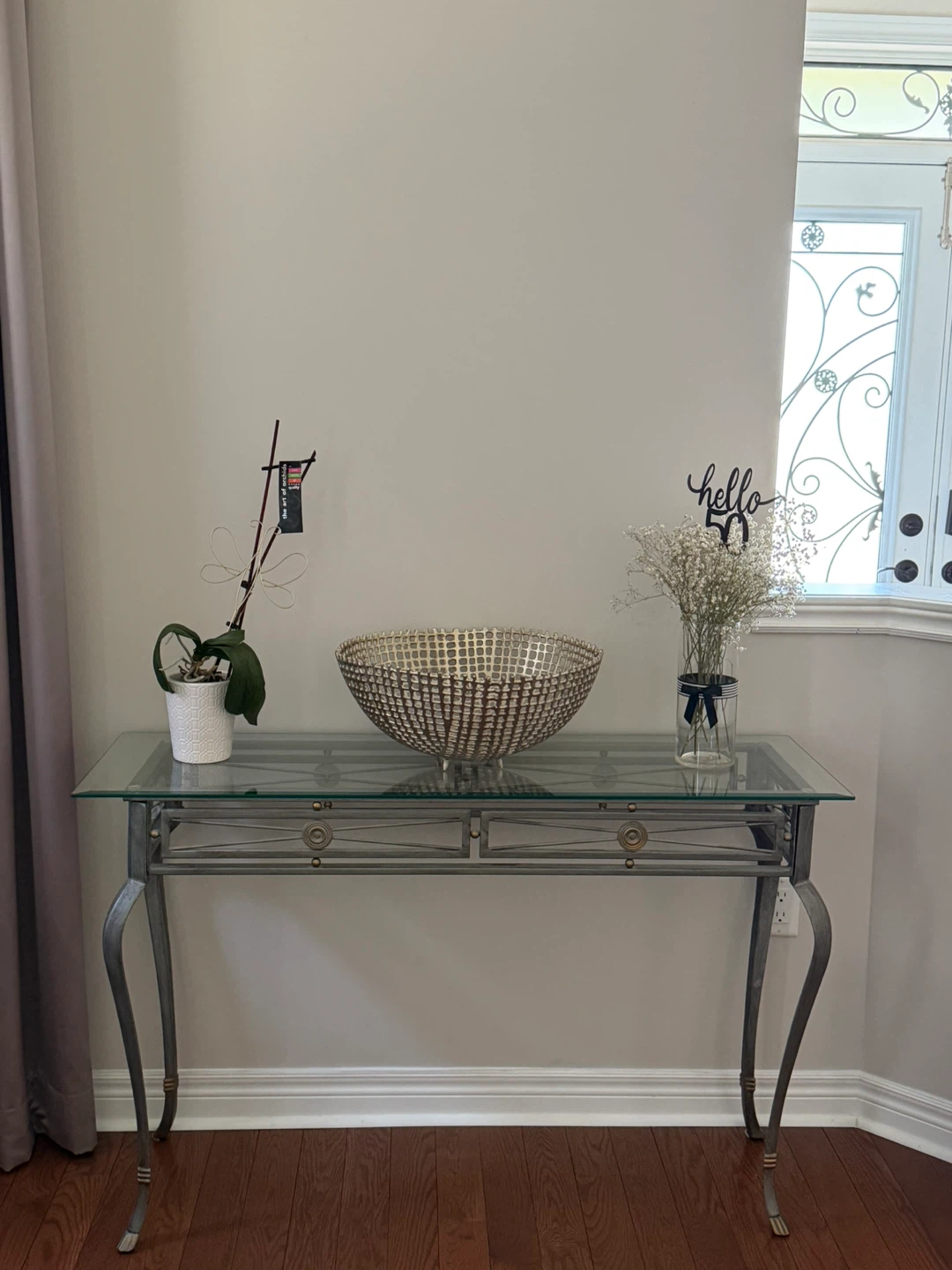 Glass Console Table with Metal Frame - photo 2