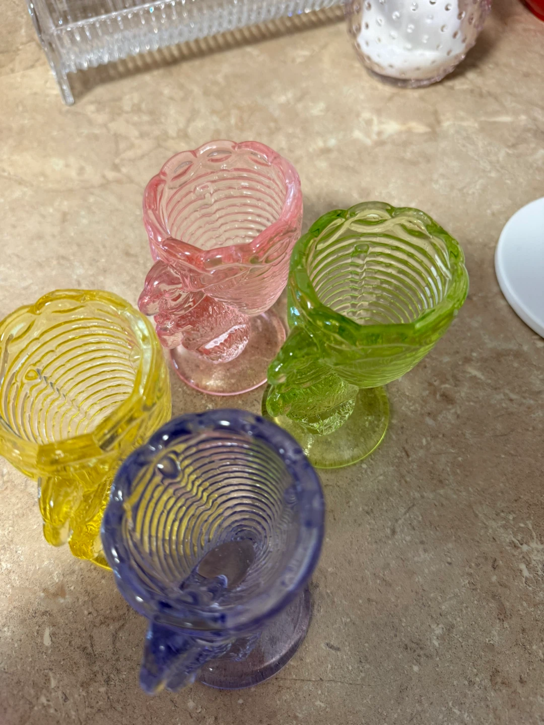 Set of 4 Coloured Glass Egg Cups