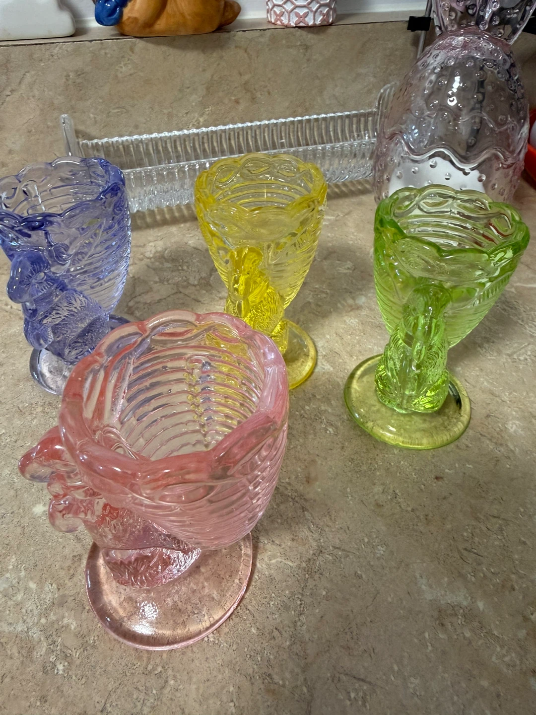 Set of 4 Coloured Glass Egg Cups - photo 2