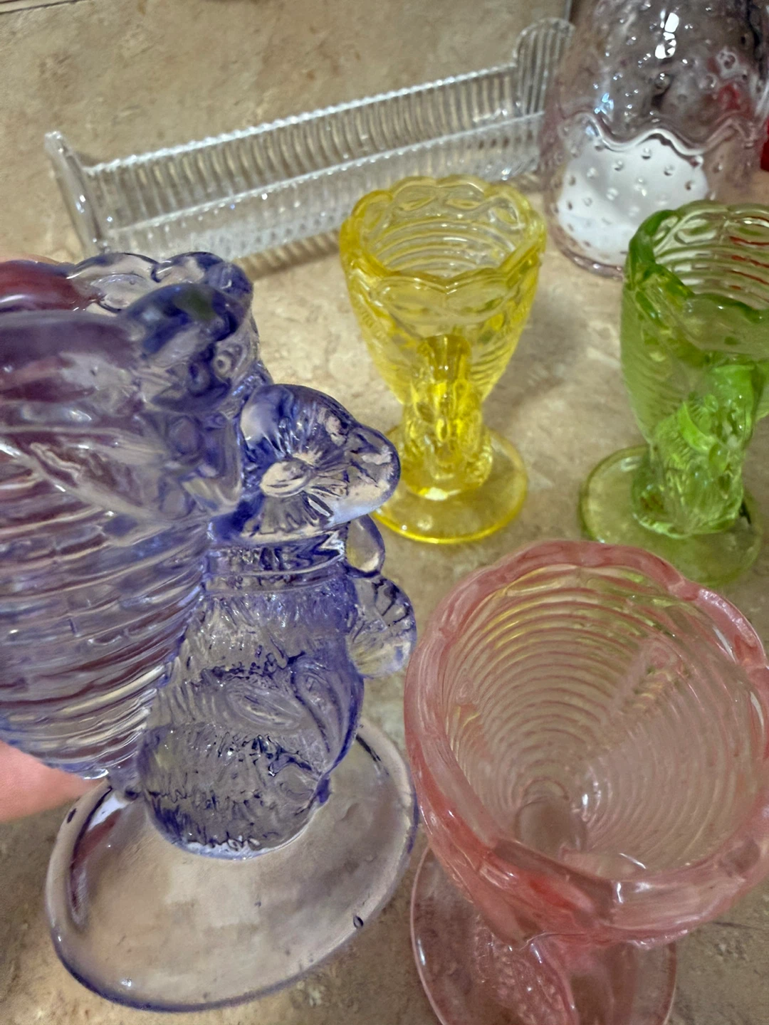 Set of 4 Coloured Glass Egg Cups - photo 3