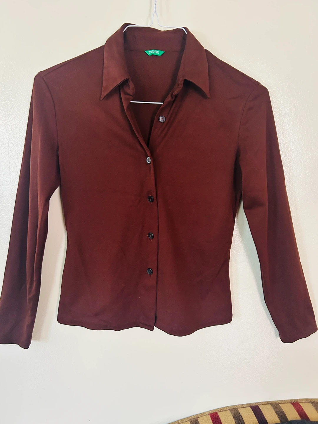 United Colors of Benetton Brown Long Sleeve Collared Shirt