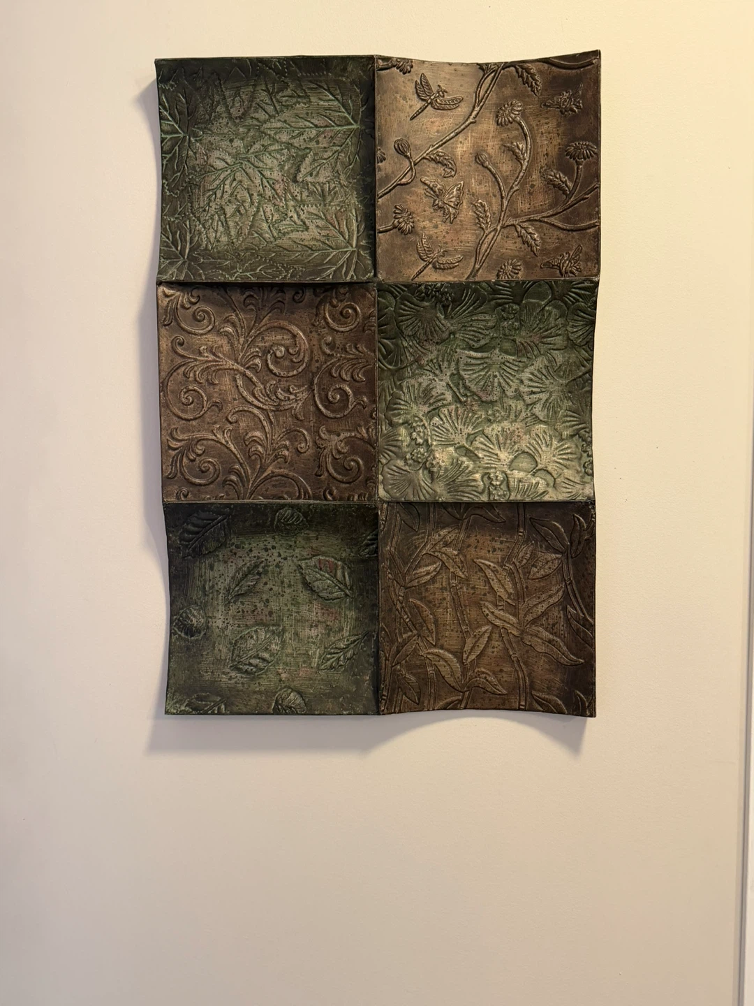 Wall Art Panel with Embossed Botanical Designs