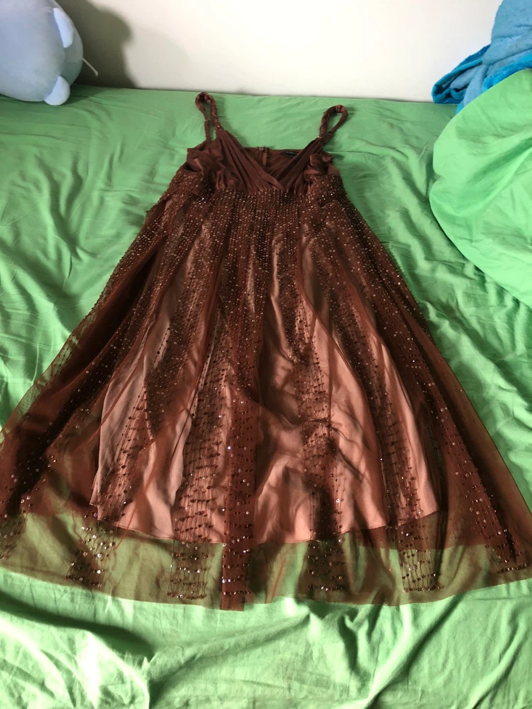 BCBGMAXAZRIA Brown Sequin Embellished Dress Size 6 - photo 2