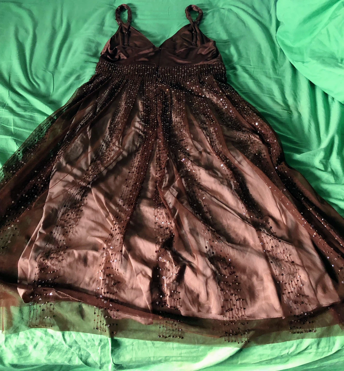 BCBGMAXAZRIA Brown Sequin Embellished Dress Size 6 - photo 3