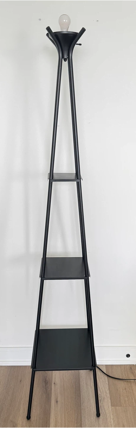 Modern Floor Lamp with Shelves Black | 68.9” Tall - photo 2