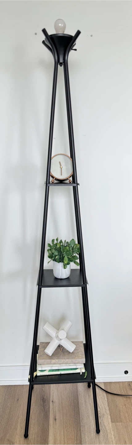Modern Floor Lamp with Shelves Black | 68.9” Tall - photo 3