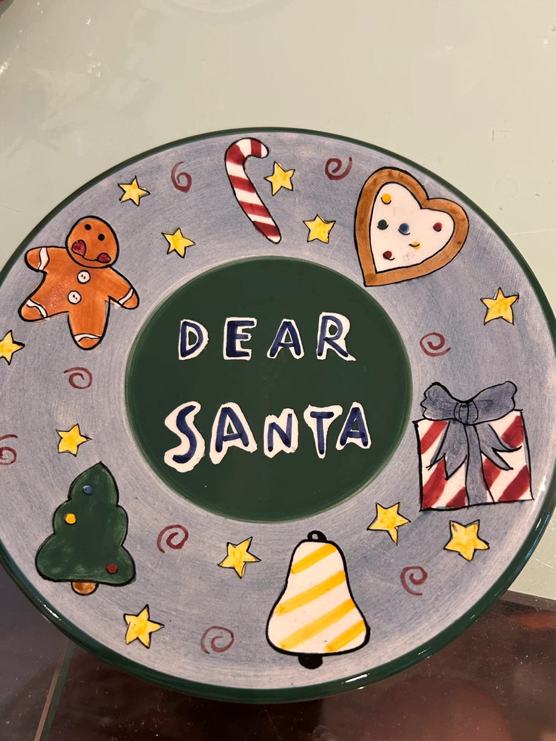 Hand-painted "Dear Santa" Christmas Plate