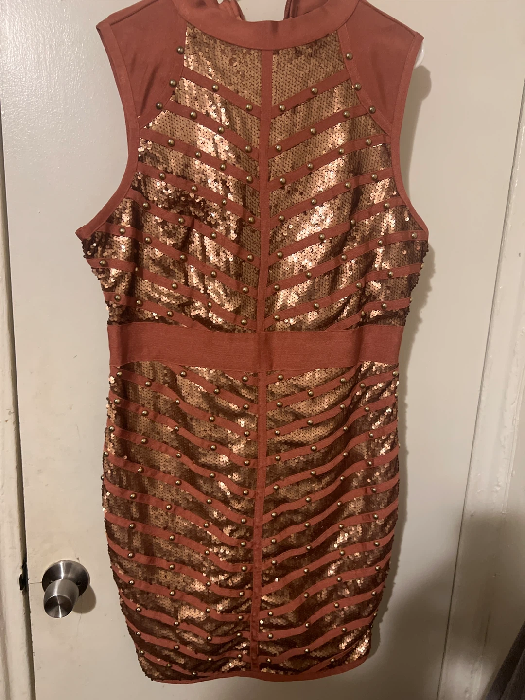 Sequin and Studded Bodycon Dress