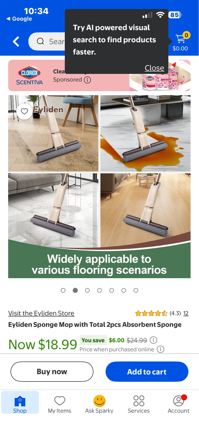 Eyliden Sponge Mop with 2 Absorbent Sponges - photo 4