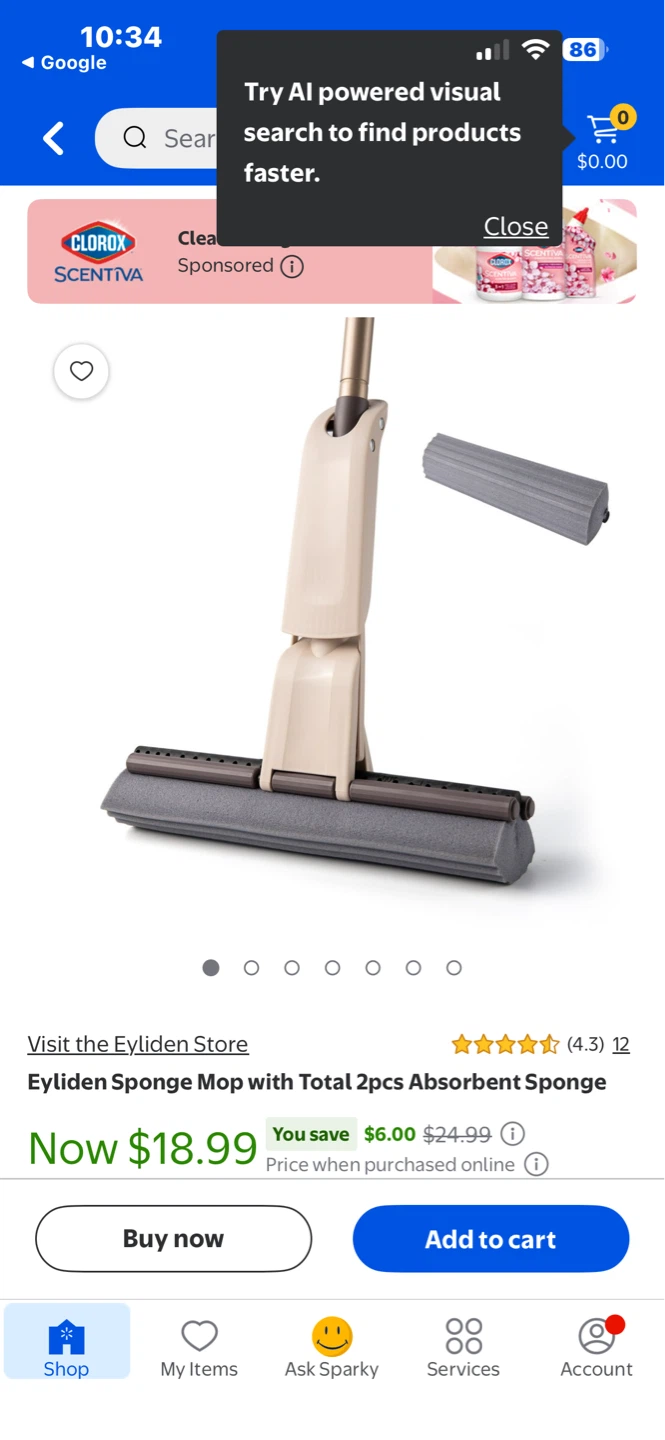 Eyliden Sponge Mop with 2 Absorbent Sponges - photo 3