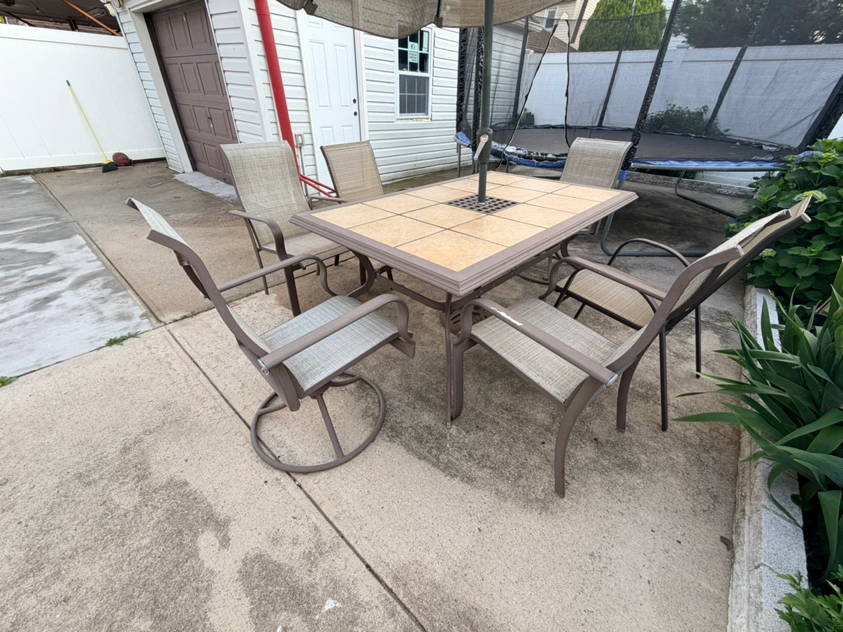 Patio Dining Set with Umbrella and 6 Chairs - photo 2