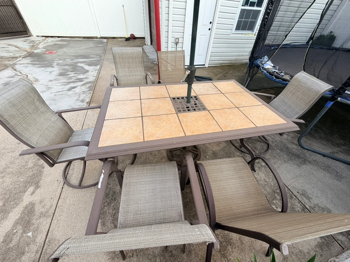 Patio Dining Set with Umbrella and 6 Chairs - photo 3