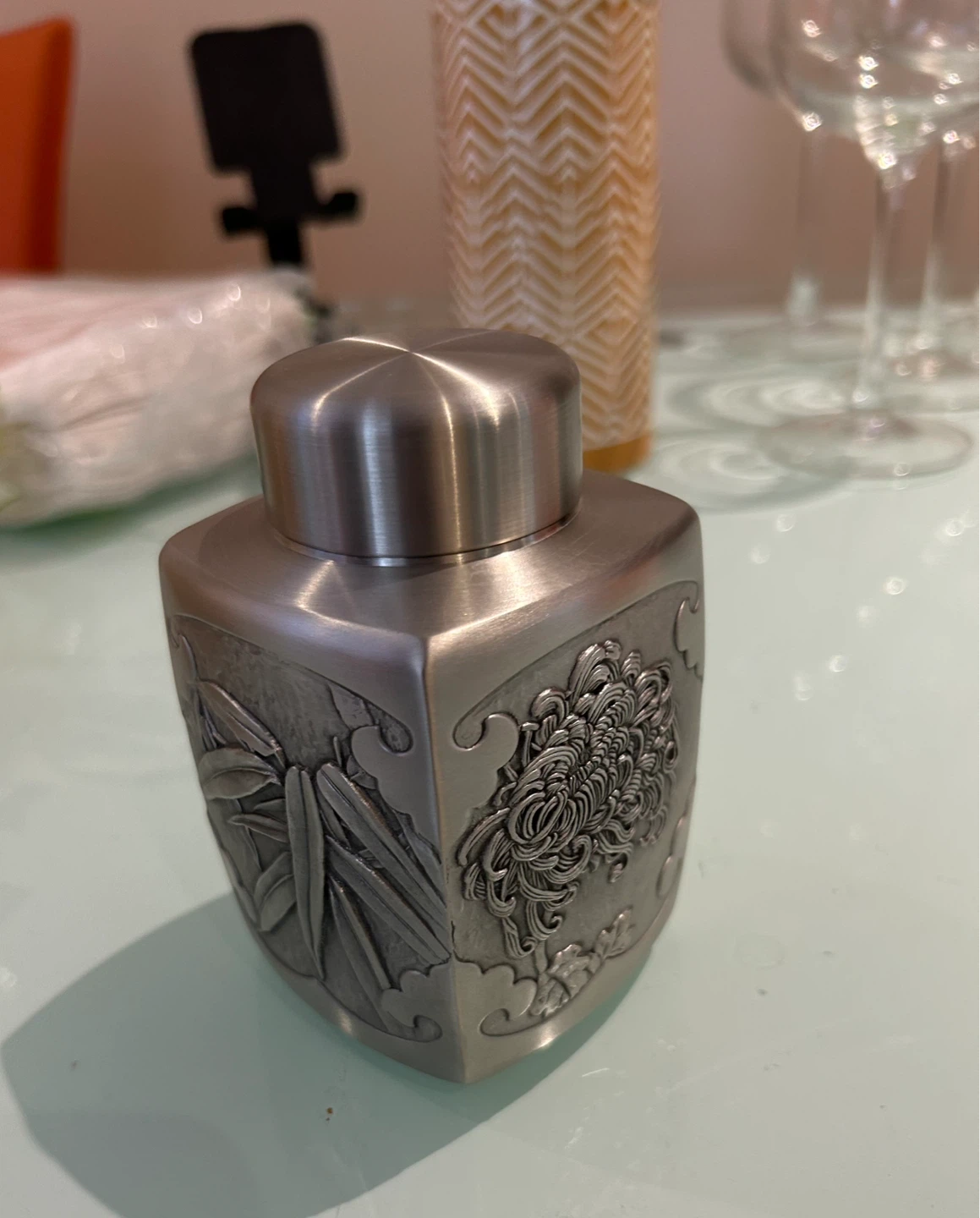 Decorative Metal Tea Canister