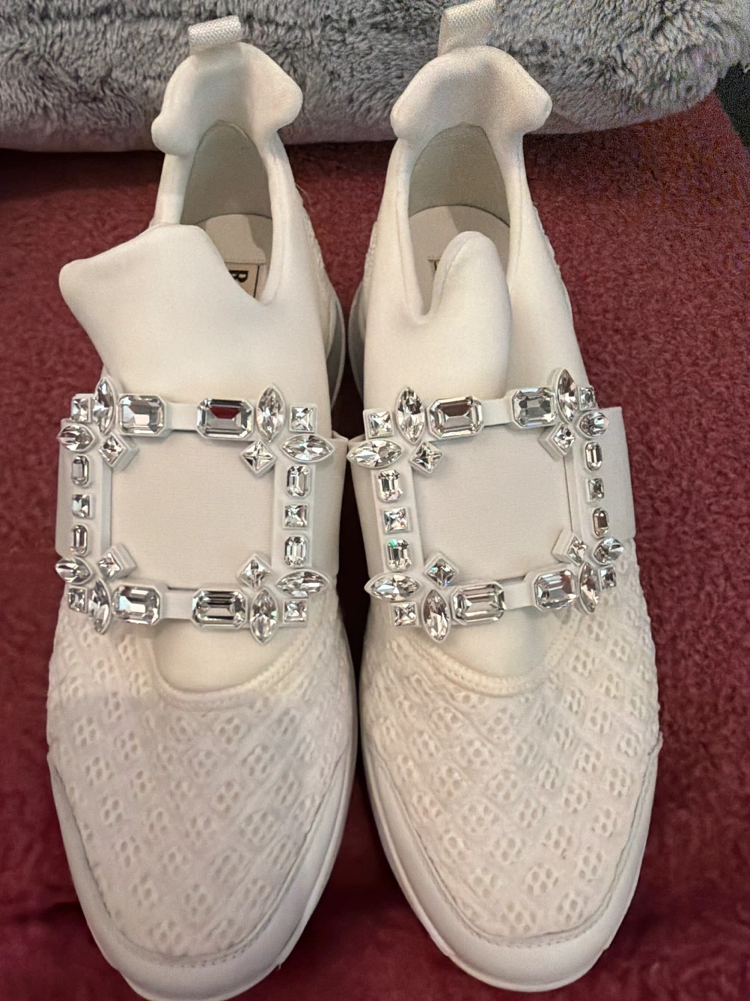Roger Vivier White Viv Run Sneakers with Buckle