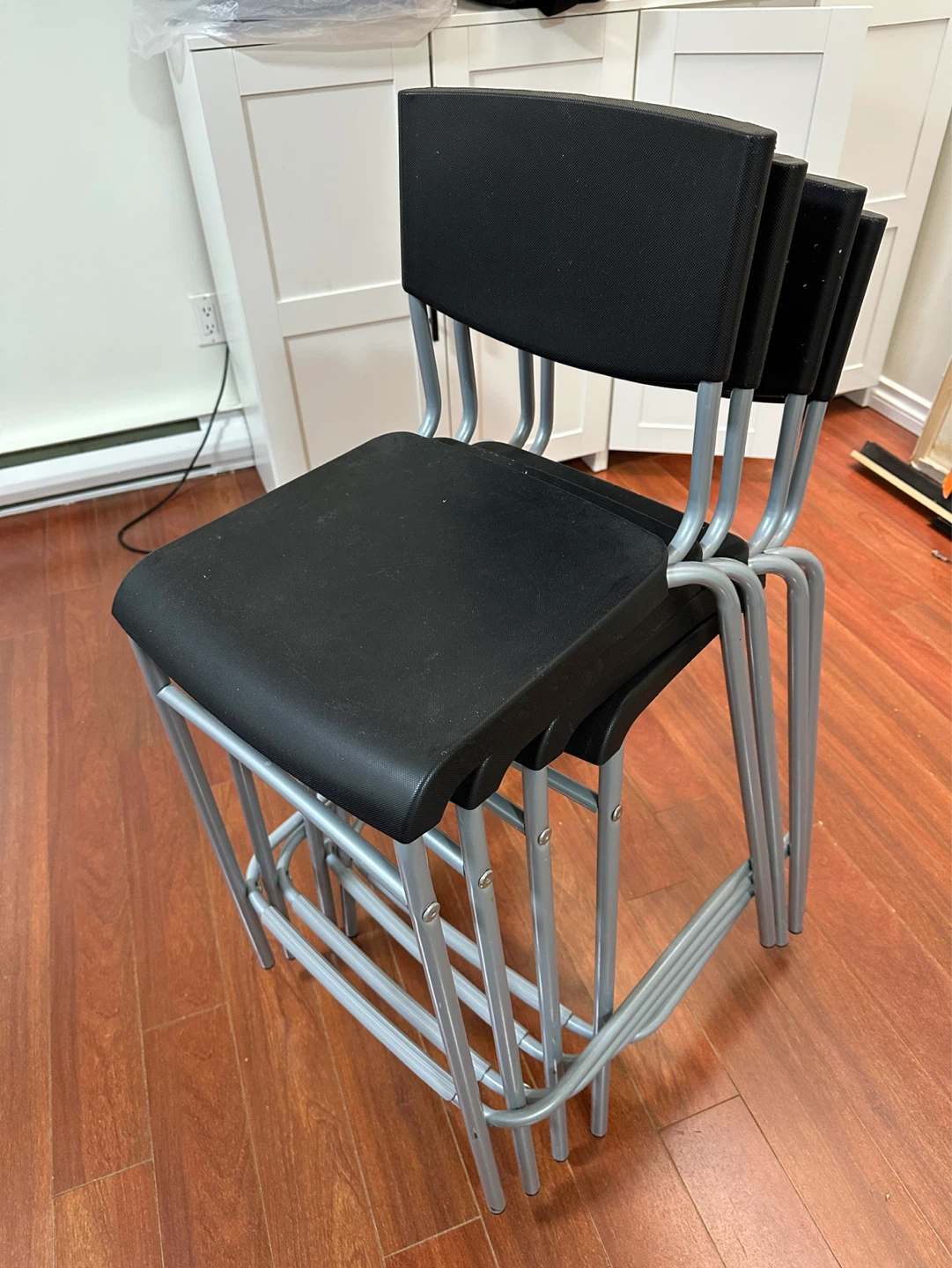 Stackable Black Counter Stools (Set of 4)