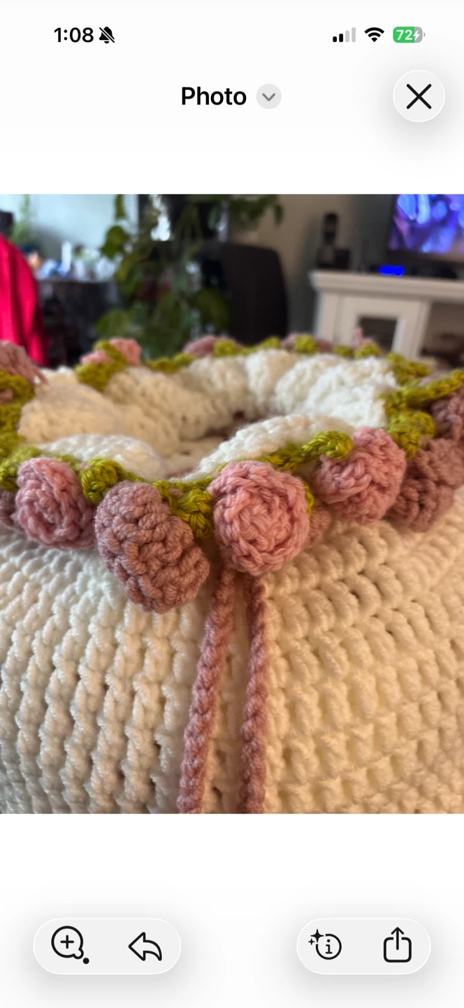 Hand crocheted drawstring pouch! - photo 5