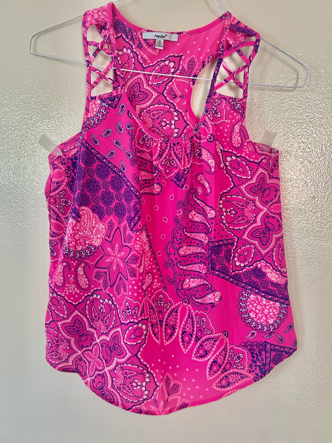 Papaya Pink Paisley Tank Top - Medium
