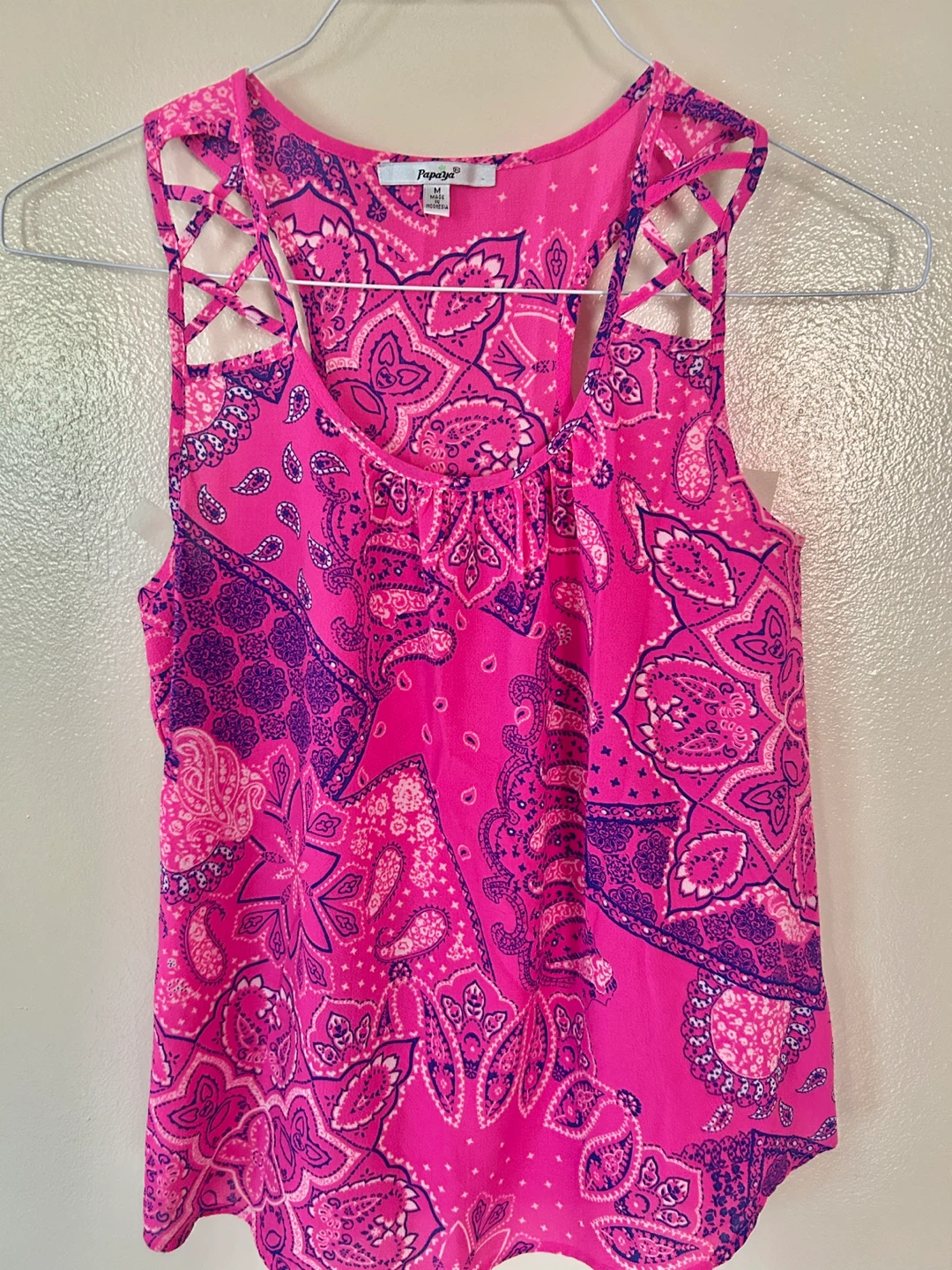 Papaya Pink Paisley Tank Top - Medium - photo 2