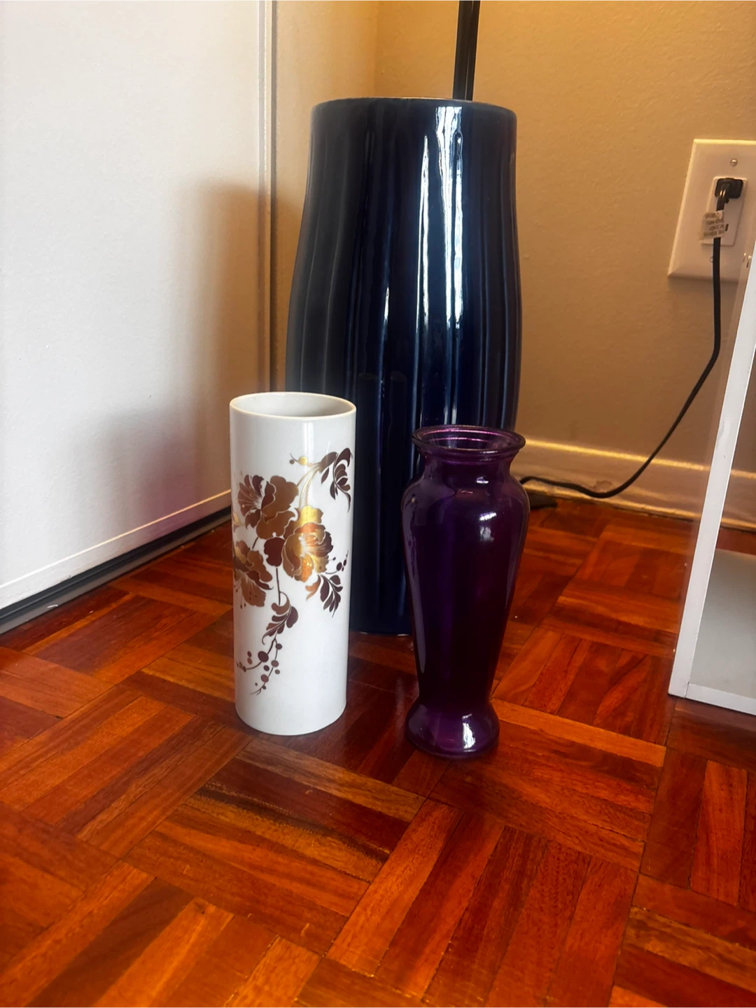 Set of 3 Vases - Blue, Purple, White Floral - photo 3