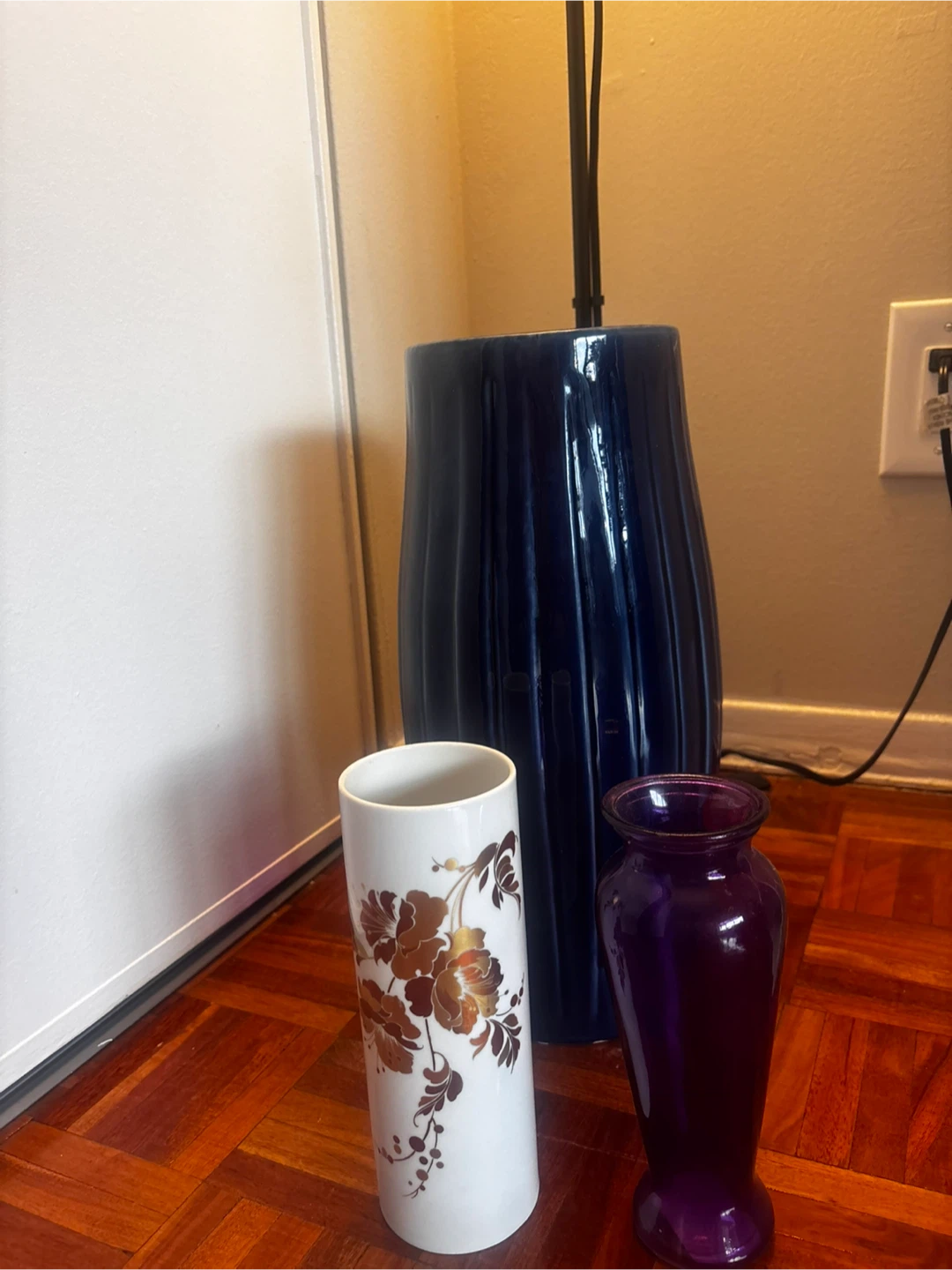 Set of 3 Vases - Blue, Purple, White Floral