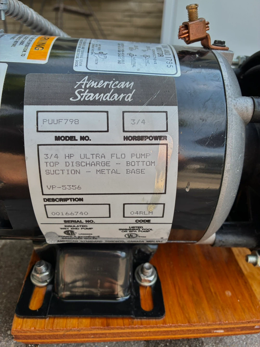 Jet tub/Hot tub American Standard 3/4 HP Ultra Flo Pump - photo 4