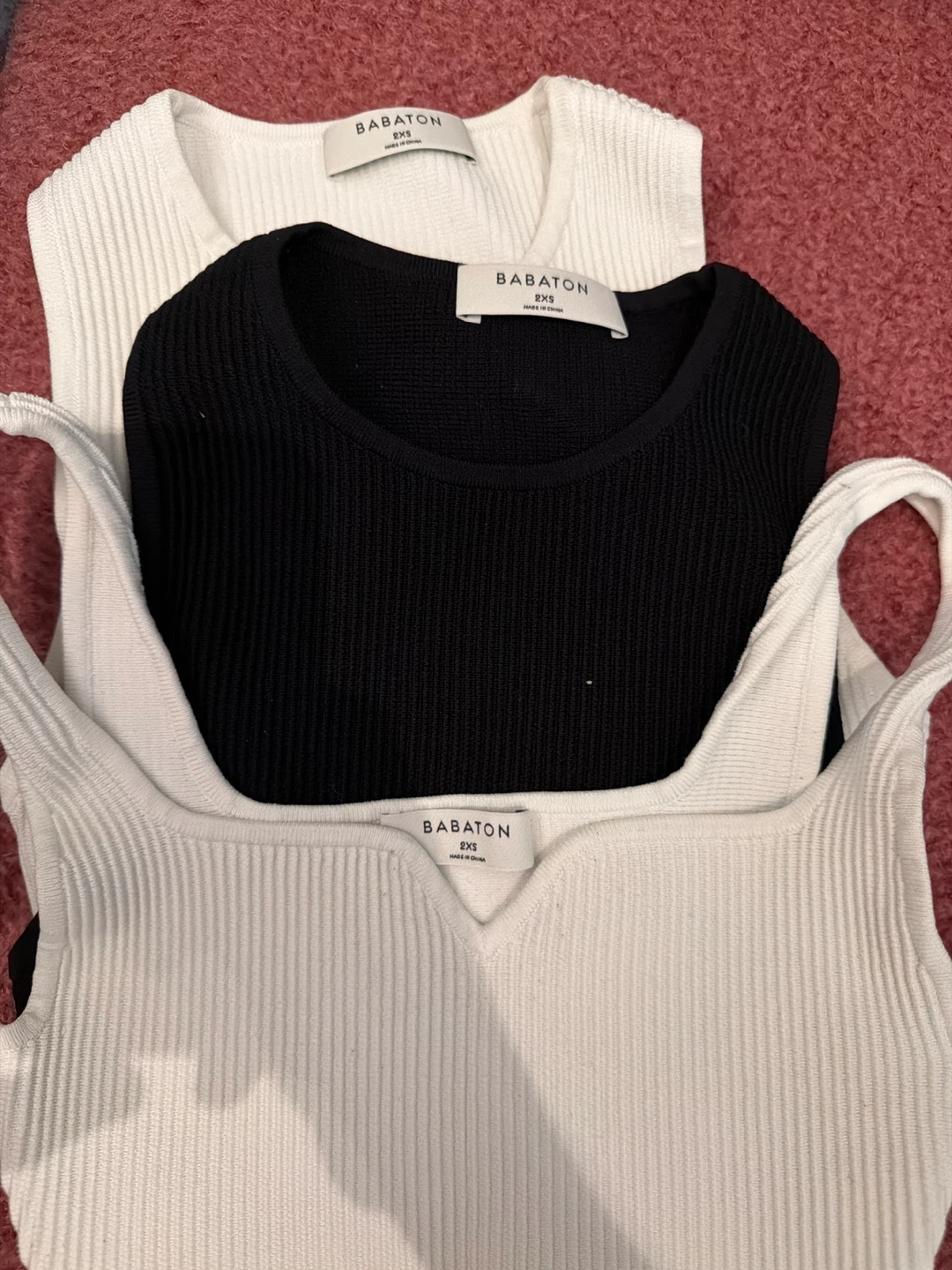 Babaton Ribbed Tank Tops - Black & White