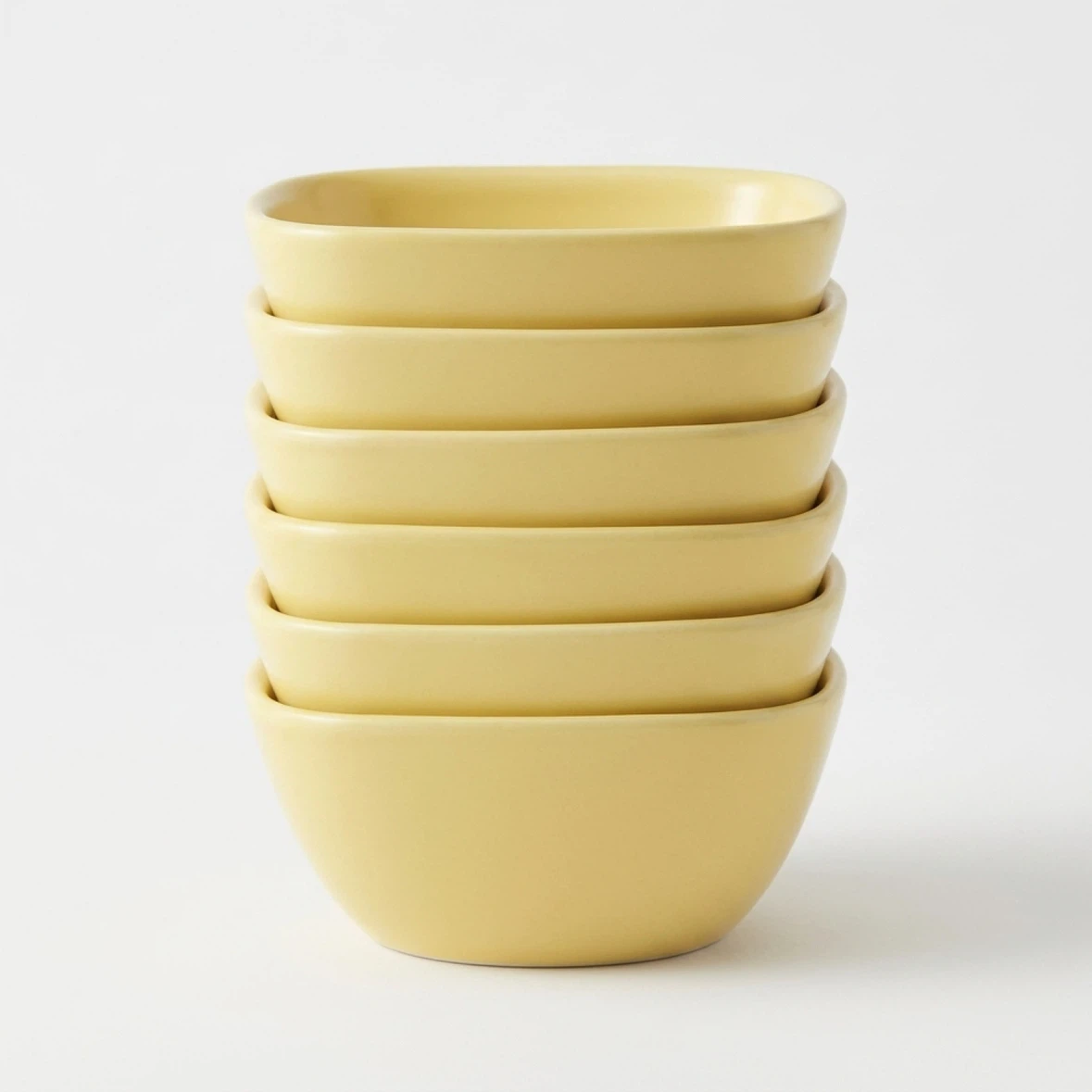 Set of 6 Deep Yellow Ceramic Soup Bowls
