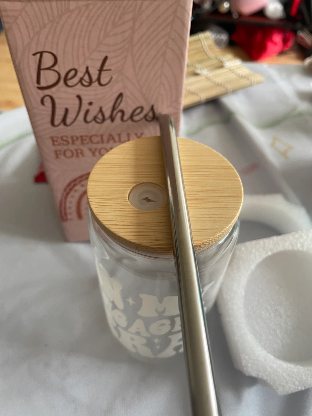 Glass Tumbler with Bamboo Lid and Straw - photo 2