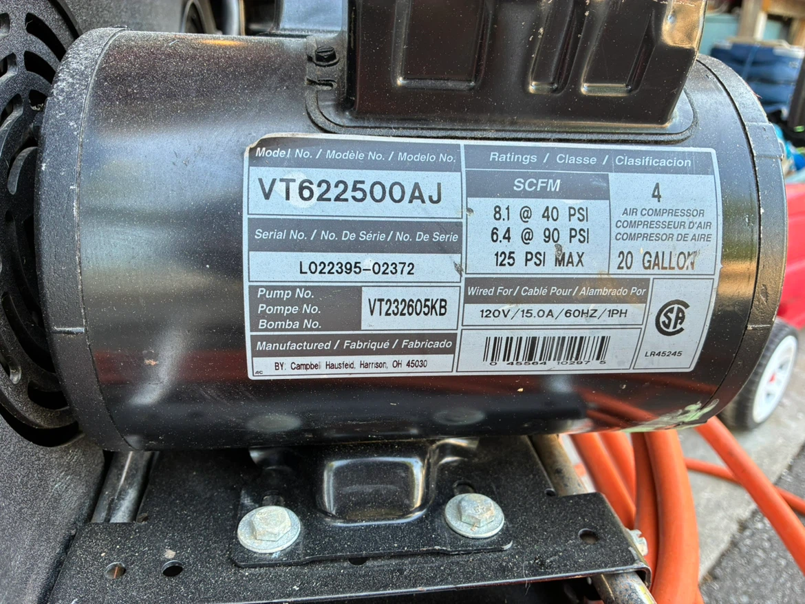 Campbell Hausfeld VT622500AJ 20 Gallon Air Compressor - photo 2