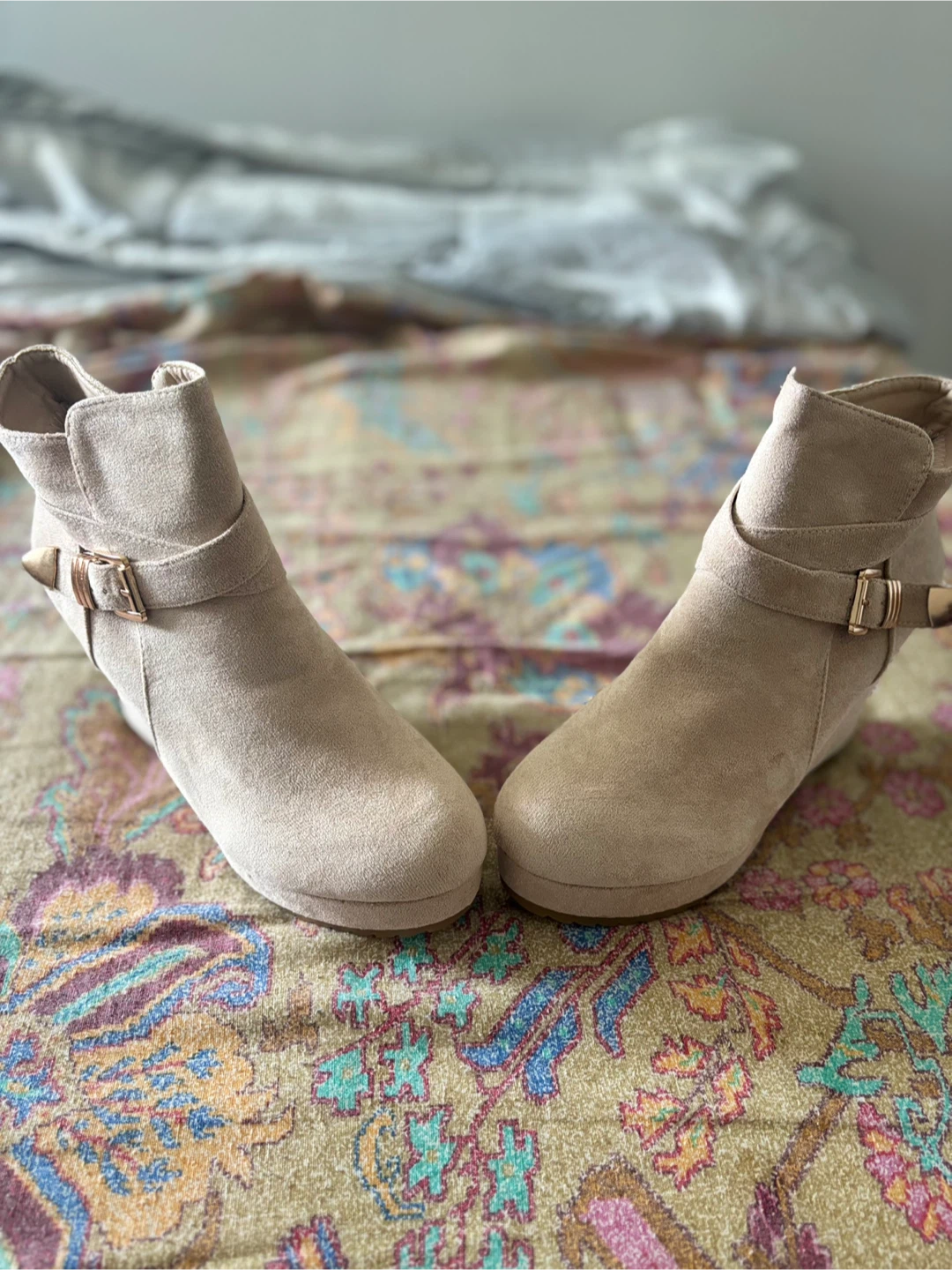Tan Suede Wedge Ankle Boots - photo 4