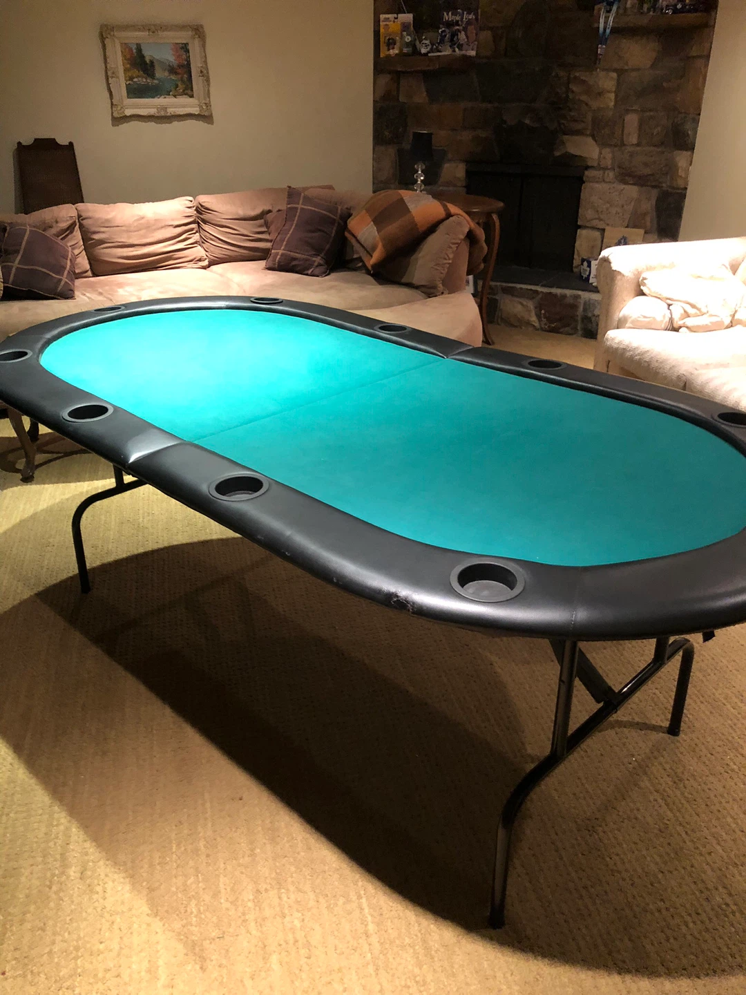 Folding poker table with cup holders - photo 2